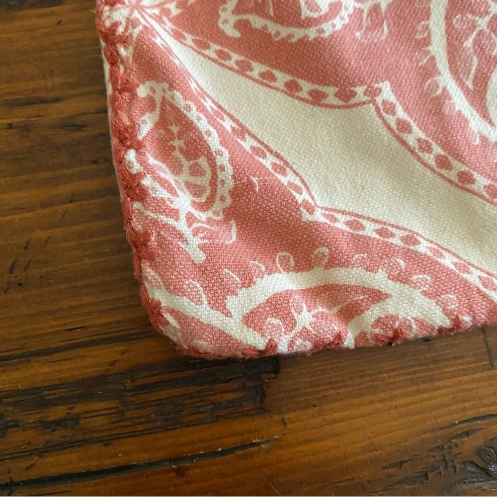 Pottery Barn Paisley Floral Sequin Pillow Sham Boho 21” X 22.5” Dusty Pink Coral